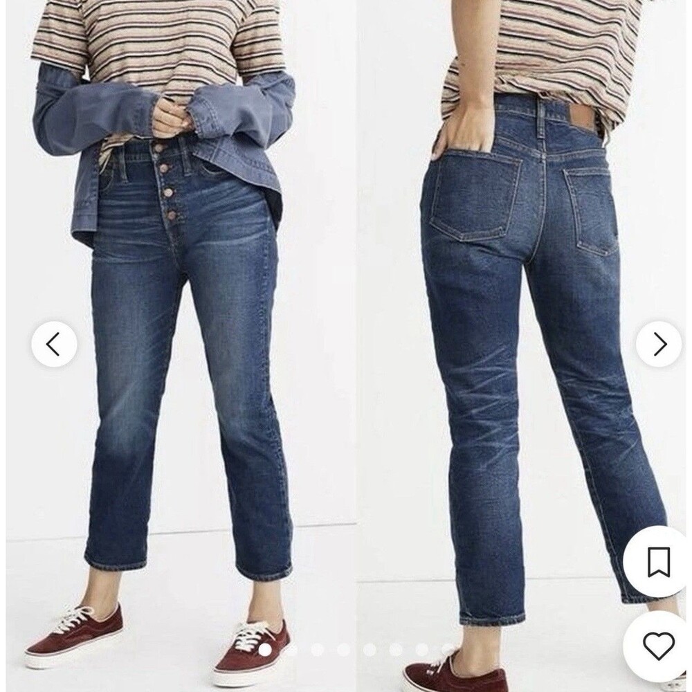Madewell The Perfect Vintage Button Fly Clearview Blue Denim Stretch Jeans 29X26